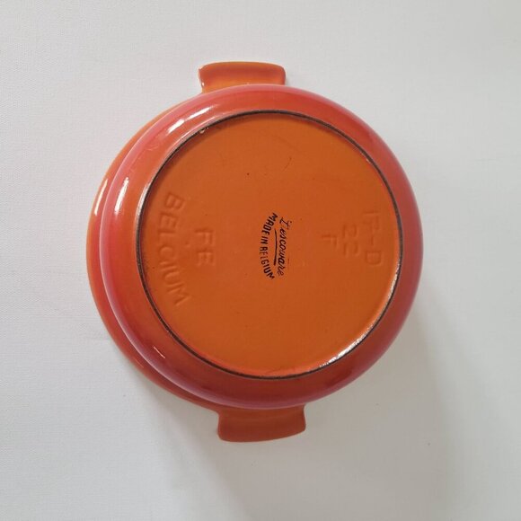 Vintage Descoware Flame Orange Enamel Cast Iron 2QT Dutch Oven Casserole Belgium - Picture 8 of 10